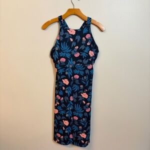 Patagonia blue dress with pink and blue florals athletic small